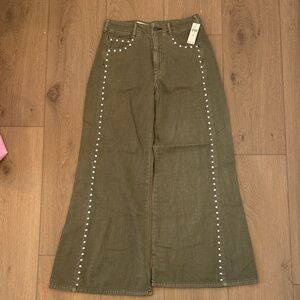 Studded Wide-Leg Pants